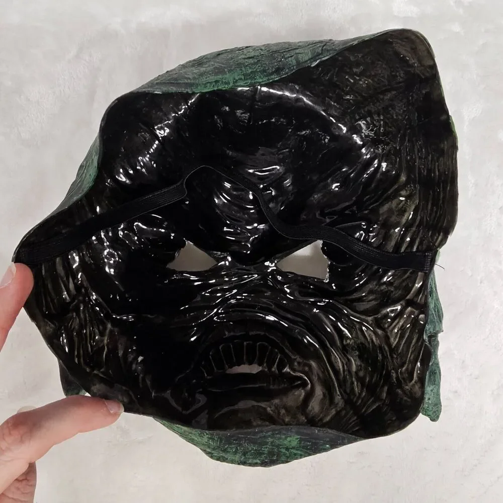 Swamp Monster Halloween Mask Green Sharp Teeth Rubber OS